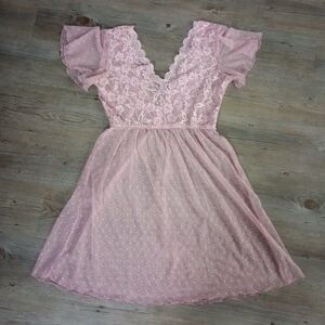 Fluttery Sheer Floral Pink Lace Coquette Slip